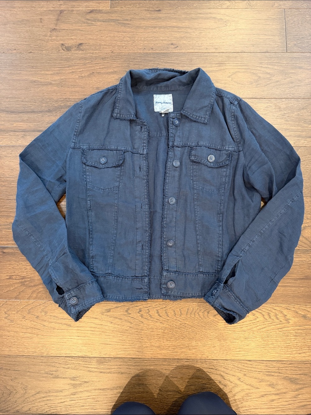 Tommy Bahama Two Palms Raw Edge Linen Jacket - Island Navy Size Small - C69-072